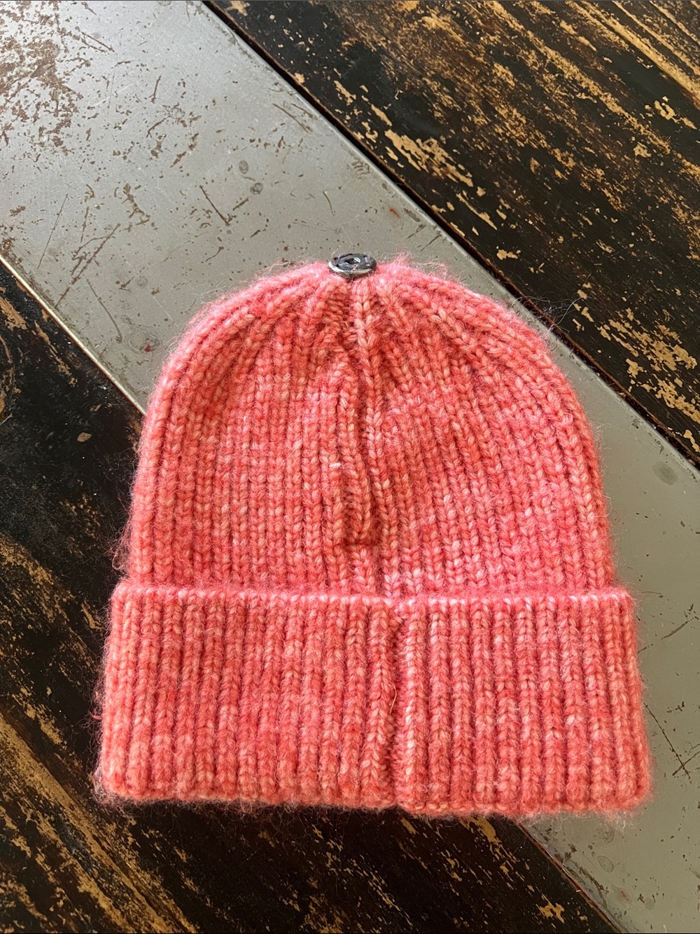 Anthropologie Coral Ribbed Knit Beanie
